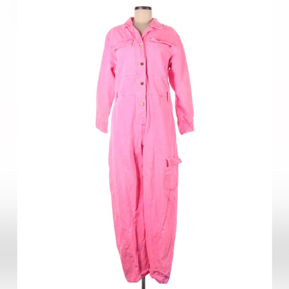 Pink Jumpsuit Essentiel Antwerp s Vadid neon pink Denim boiler suit Jumpsuit L